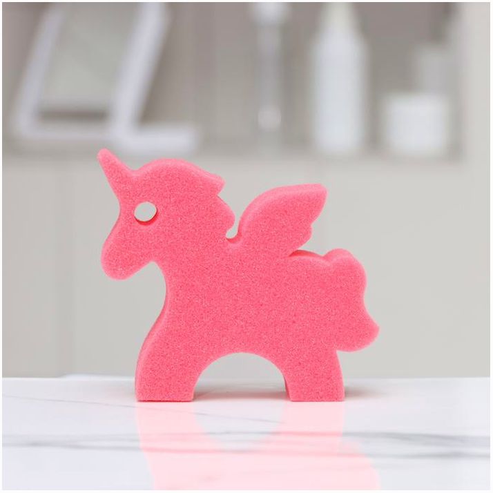 Губка для тела детская «Единорог», 11?9,5?4 см, цвет розовый артикул анонс 9845168