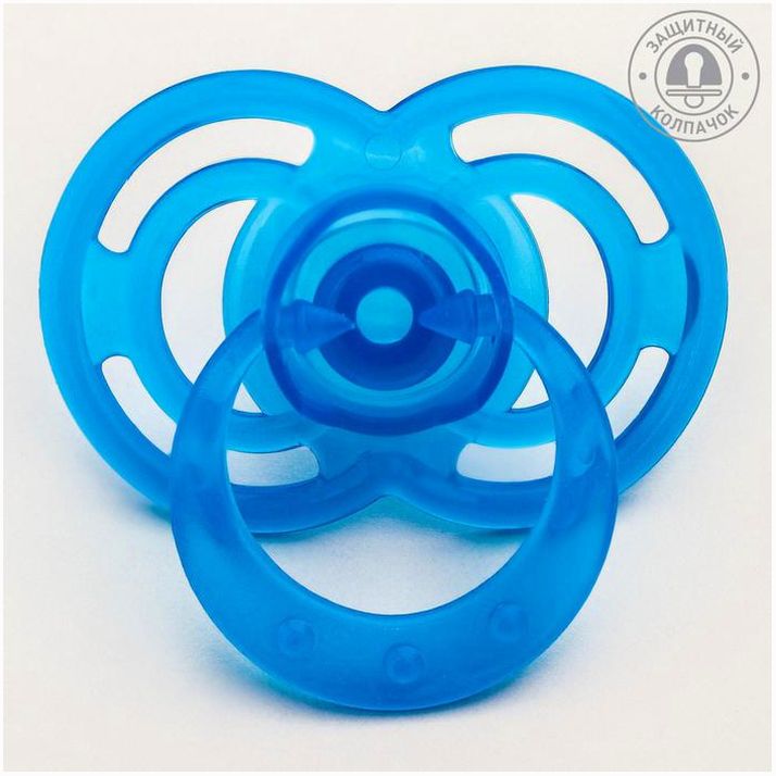 Соска - пустышка ортодонтическая, силикон, +6 мес., «Бантик» с колпачком, цвет голубой артикул анонс 4770924