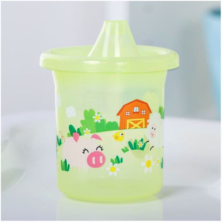 Картинка Поильник детский «Веселая ферма» с твёрдым носиком 200 мл, цвет желтый (№3721458) от магазина Мир детей Товары для Новорожденных