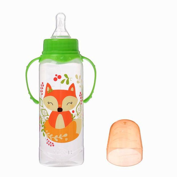 № 2969825 Бутылочка «Лисичка Соня», классическое горло, с ручками, 250 мл., от 0 мес., цвет зелёный