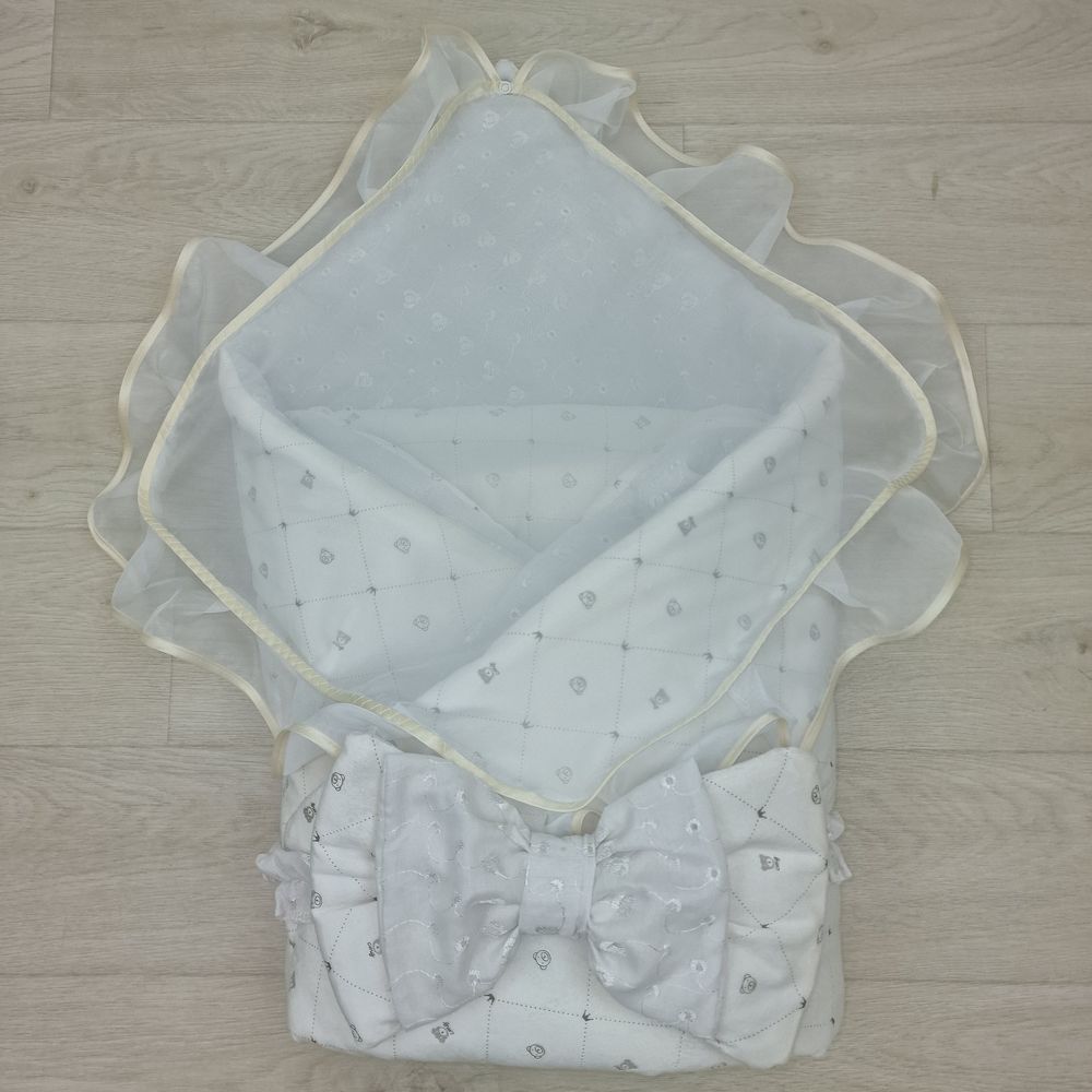 Комплект на выписку 3 пр: одеяло+уголок+бант (двухсторонний) артикул анонс 1876в-0-2_н