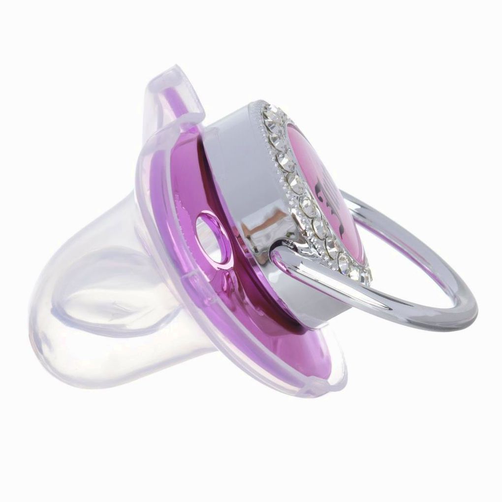 Картинка Набор: пустышка ортодонтическая с держателем, JUICY, , от 6 мес, розовая/серебро, стразы (№10092749) от магазина Мир детей Товары для Новорожденных