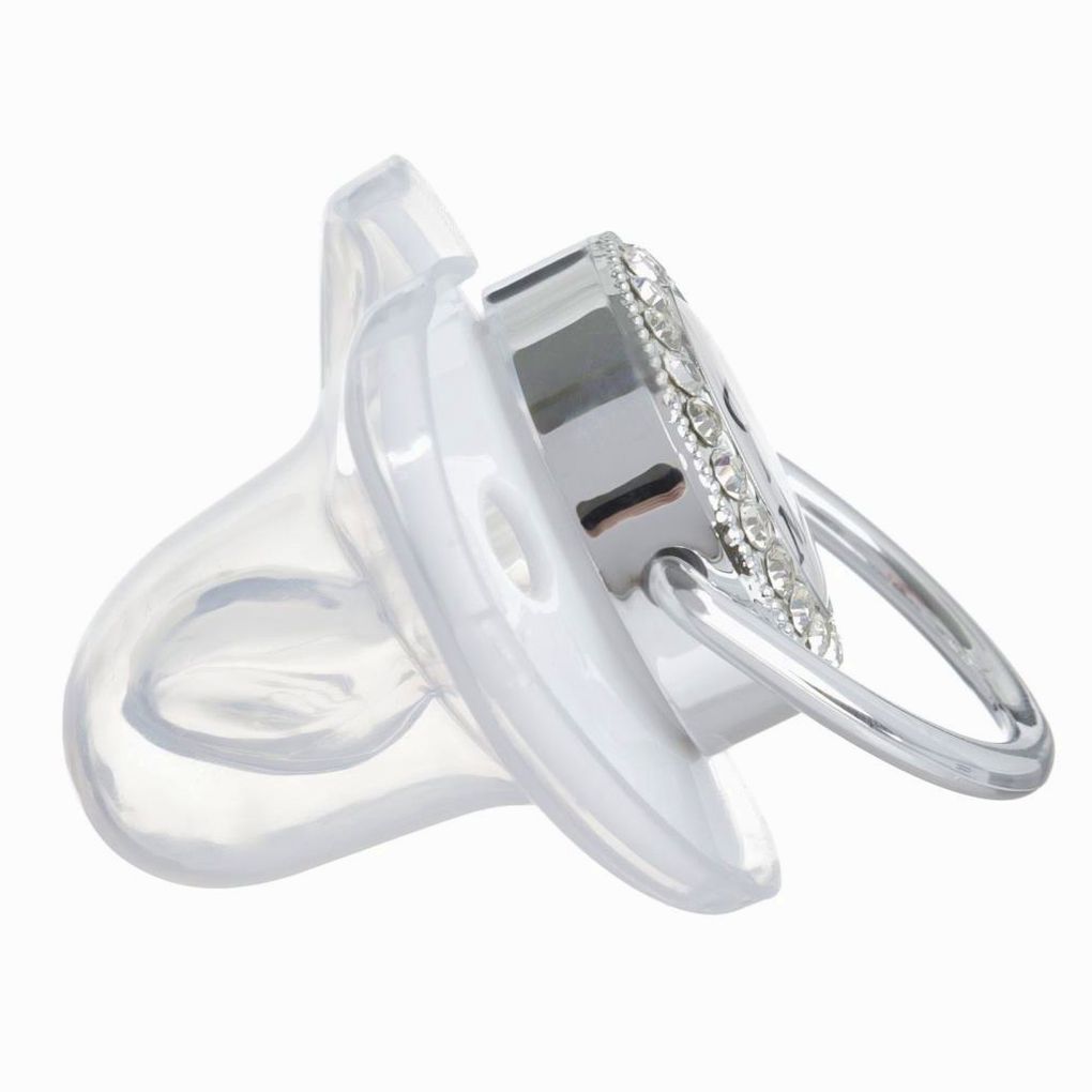 Картинка Набор: пустышка ортодонтическая с держателем «Я люблю маму» , от 6 мес,серебряная, стразы (№10092767) от магазина Мир детей Товары для Новорожденных