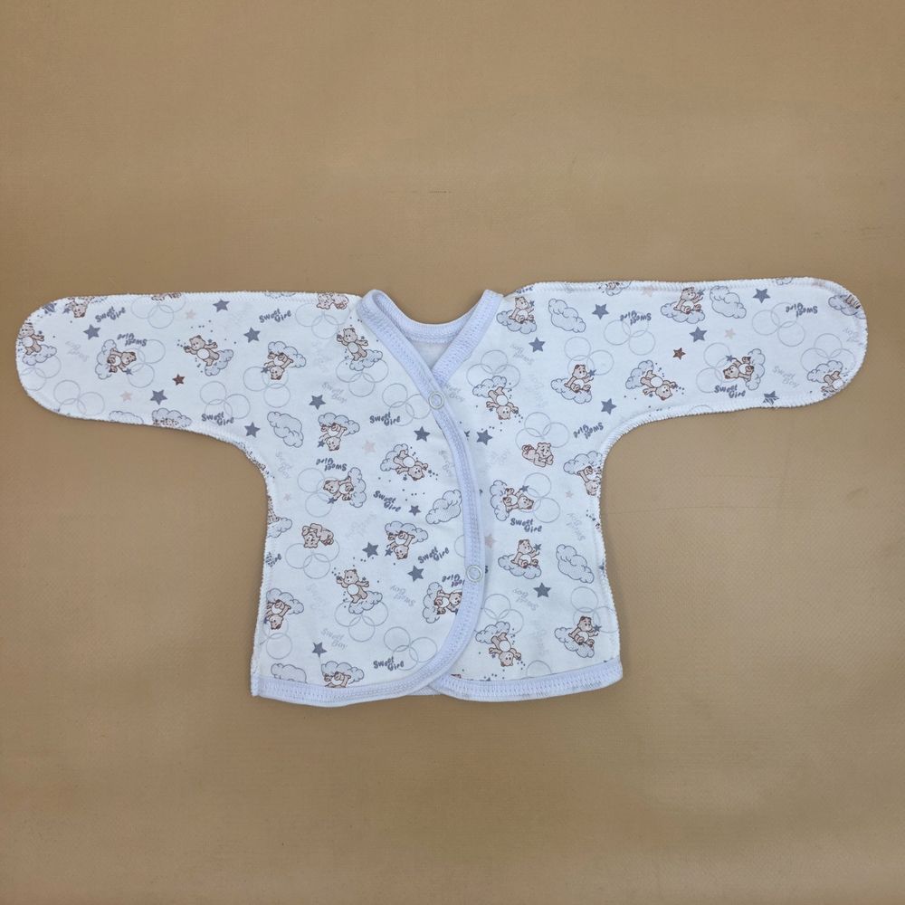 Распашонка №4 (футер, зашитая ручка, кнопки, швы наружу) (для маловесных) артикул анонс 15177-50МД