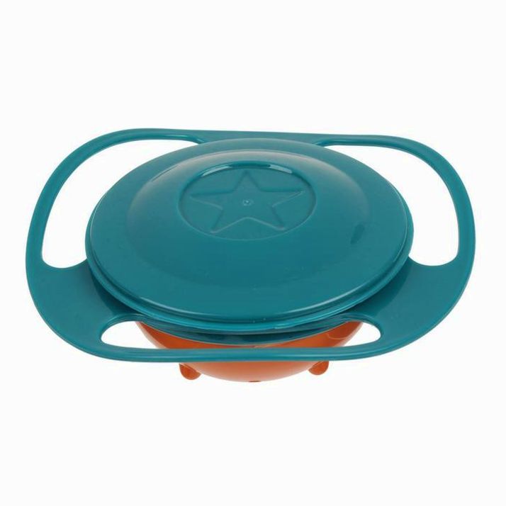 № 1886870 Миска «Тарелка-неваляшка», цвет зелёный/оранжевый с крышкой, 180 мл, 17,5х17,5х7