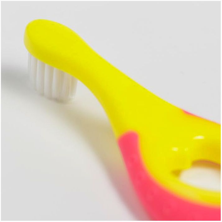 Картинка Детская зубная щетка, нейлон, с ограничителем, цвет розовый (№6929793) от магазина Мир детей Товары для Новорожденных