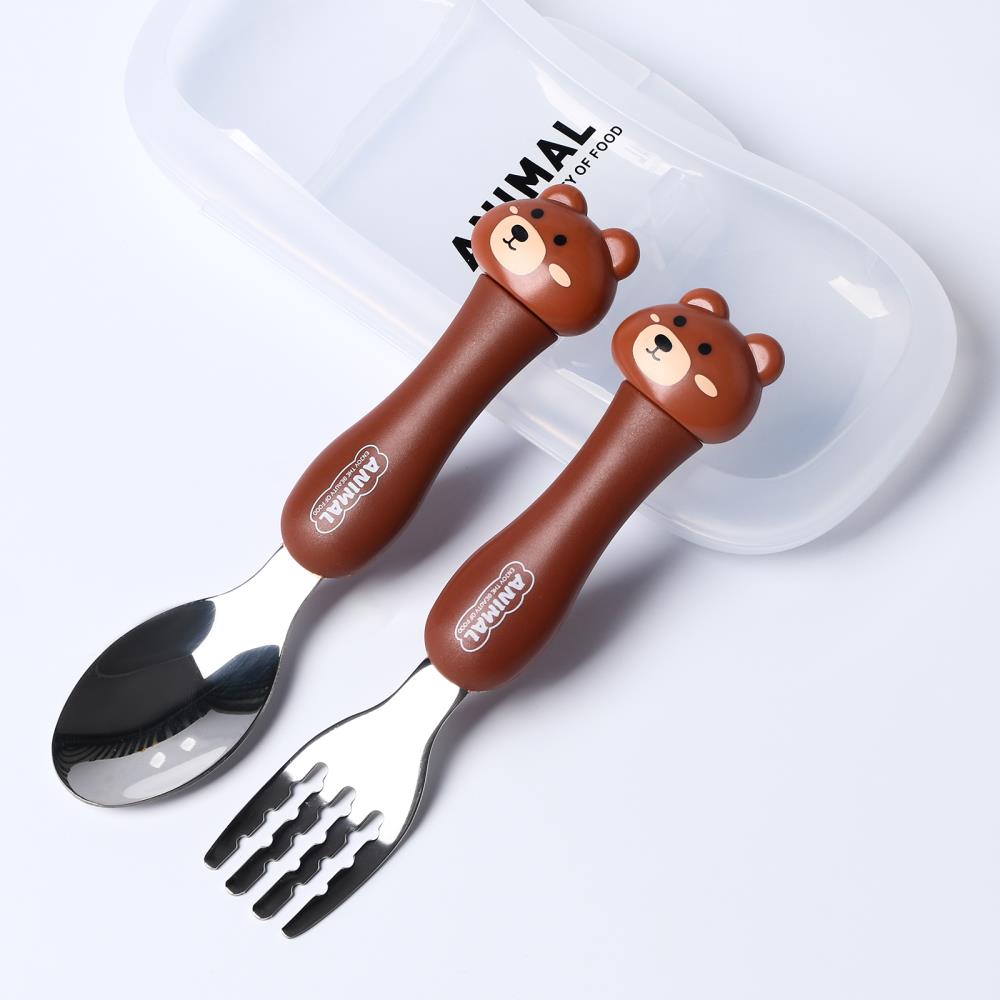 Картинка Набор детских столовых приборов в футляре е "Медвежата", вилка, ложка (№10105348) от магазина Мир детей Товары для Новорожденных