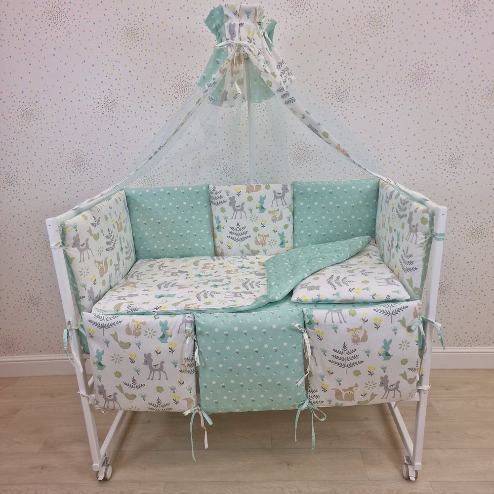 Картинка КПБ 14 пр (балдахин + борт + пододеяльник + одеяло + наволочка + подушка + простынь (бязь) 6кв+2пр (№1146-0-1) цвета в ассортименте от магазина Мир детей Товары для Новорожденных