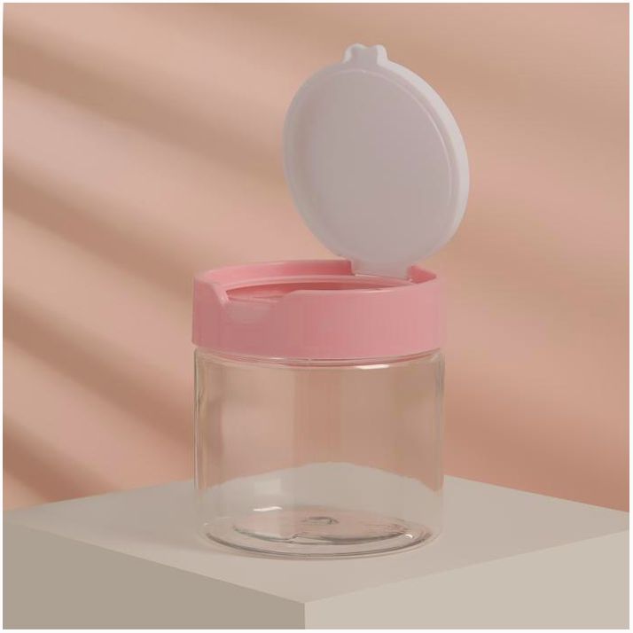 Органайзер для хранения, с крышкой, d 7 ? 9 см, 280 мл, цвет белый/розовый артикул анонс 3957398