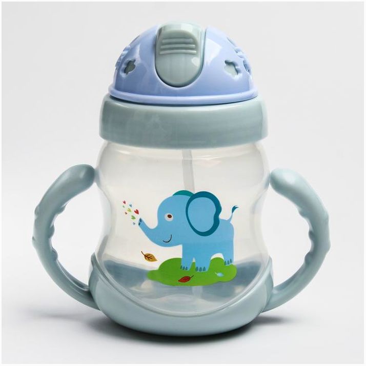 Поильник с силиконовой трубочкой, с ручками, 200 мл., цвет МИКС артикул анонс 4724442