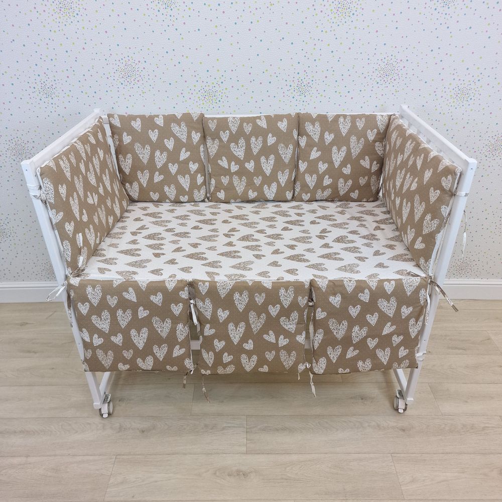 Бортик из 8 (6кв+2пр) подушек по всему периметру кроватки (бязь + синтепон) артикул анонс 949_34