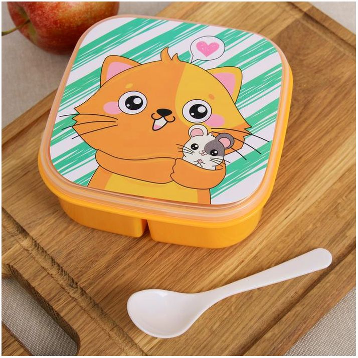 Ланч-бокс с ложкой «Кот», 400 мл артикул анонс 3733347