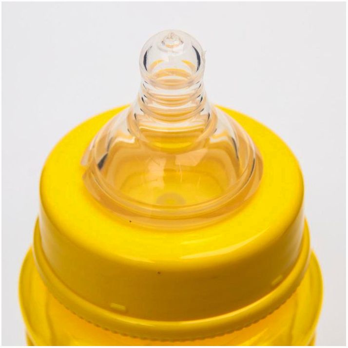 Картинка Бутылочка для кормления, широкое горло, средний поток, 300 мл., цвет желтый, +3мес (№4770837) от магазина Мир детей Товары для Новорожденных