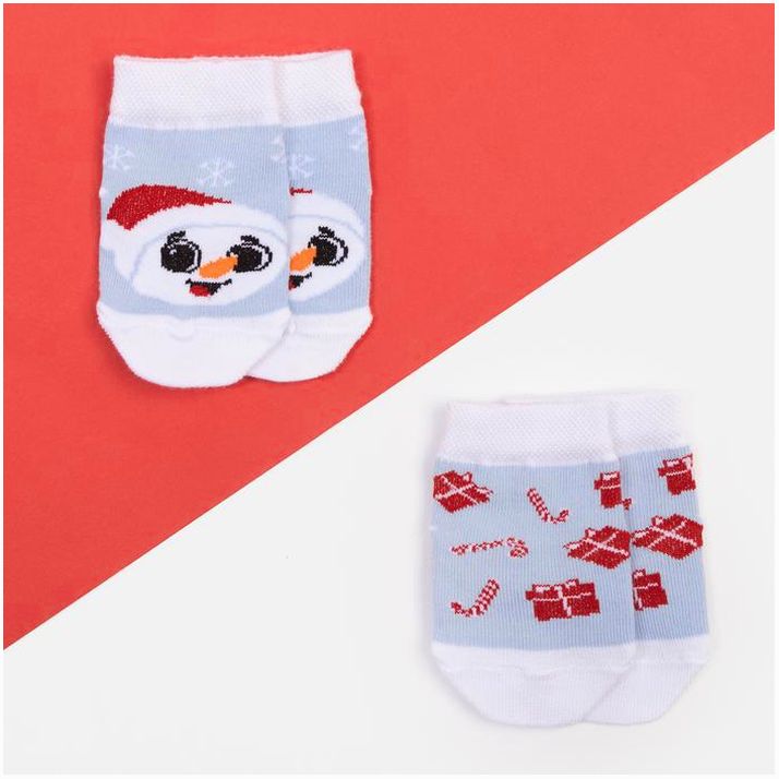 № 9085190 Набор новогодних детских носков Крошка Я «Снеговик», 2 пары, 6-8 см
