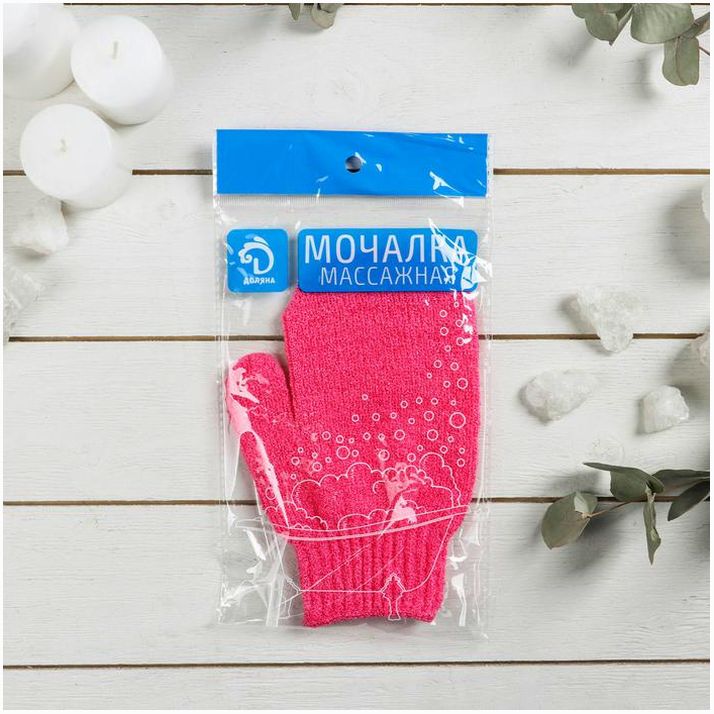 Картинка Мочалка - варежка массажная Доляна, 17?12 см, цвет МИКС (№6495720) от магазина Мир детей Товары для Новорожденных