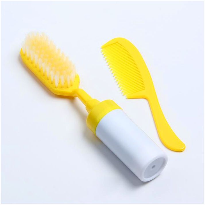 № 2272532 Расчёска детская с погремушкой + массажная щётка для волос, от 0 мес., цвет жёлтый