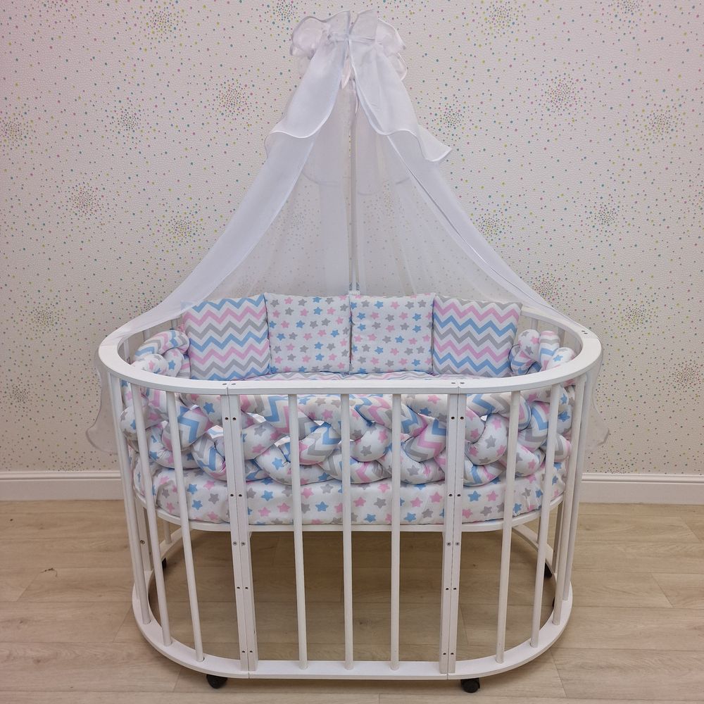 № 1156-0-1 КПБ 11 пр (балдахин + борт + пододеяльник + одеяло + наволочка + подушка + простынь (бязь) коса