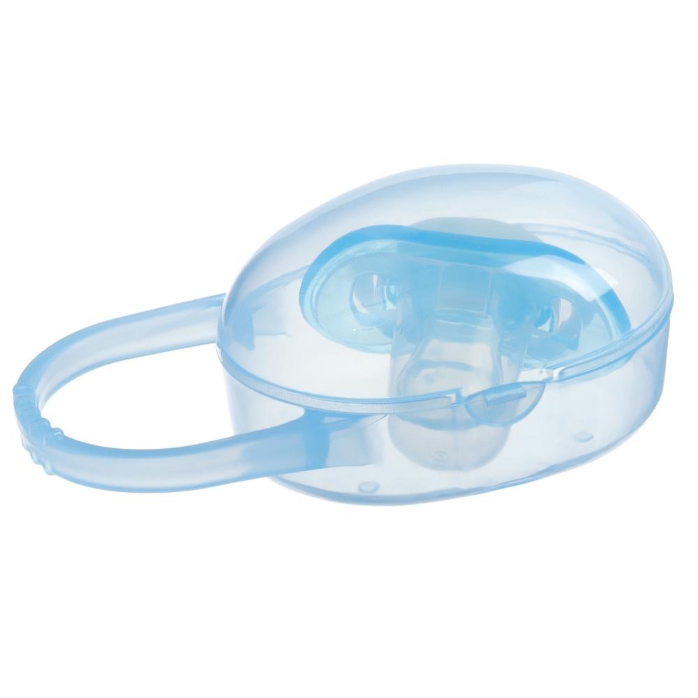 Картинка Соска - пустышка силиконовая ортодонтическая, от 3 мес., с колпачком, в контейнере, цвет голубой (№10387562) от магазина Мир детей Товары для Новорожденных