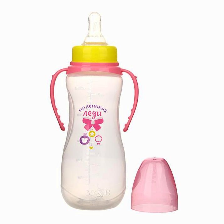 № 2969807 Бутылочка «Маленькая леди» приталенная, с ручками, 250 мл, от 0 мес., цвет розовый