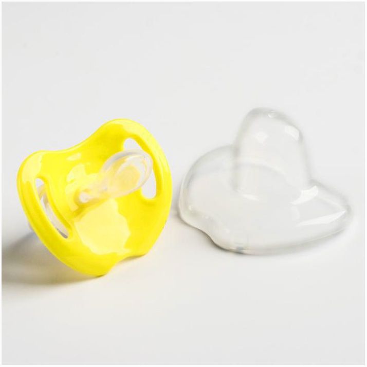 Картинка Соска-пустышка ортодонтическая, силикон, от 4 мес., с колпачком, цвет желтый (№4591099) от магазина Мир детей Товары для Новорожденных