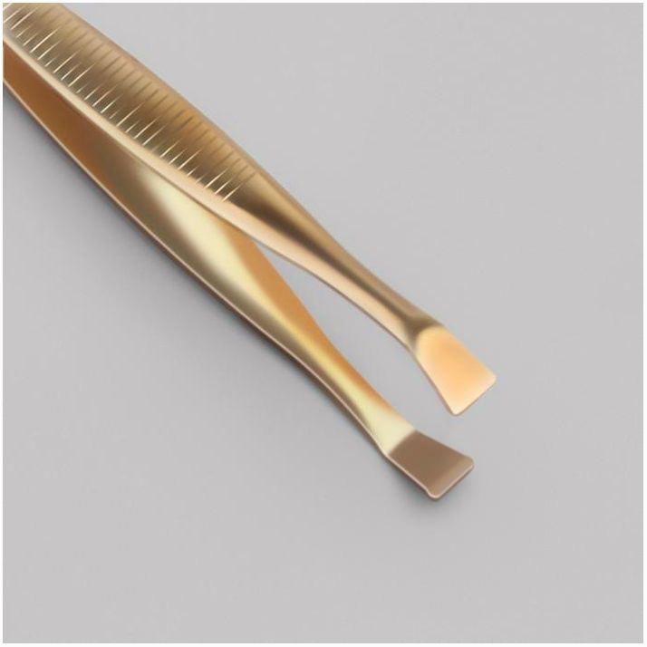 № 1208324 Пинцет прямой, широкий, 8,5 см, цвет золотистый