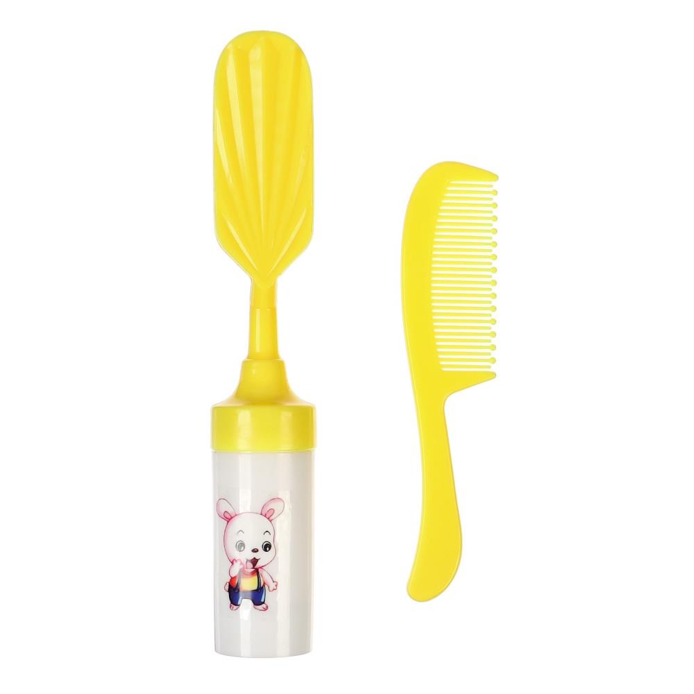 Картинка Набор расчесок с погремушкой «Малыш», 2 шт., цвет желтый, рисунок МИКС (№9844161) от магазина Мир детей Товары для Новорожденных