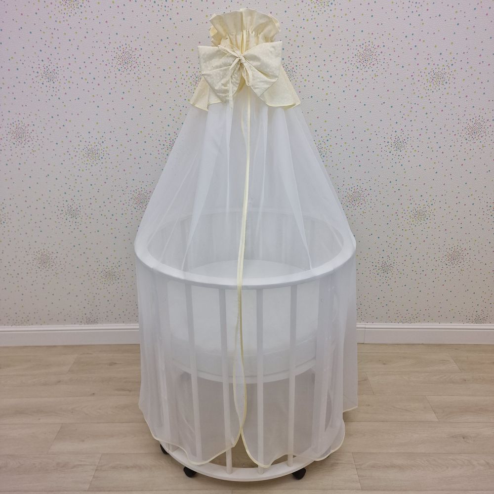 Балдахин с отделкой и оборкой с окантовкой (бязь/сеточка) + бант (бязь) артикул анонс 934_33