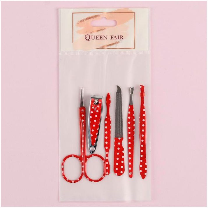 Картинка Набор маникюрный, 6 предметов, цвет белый/красный (№1670834) от магазина Мир детей Товары для Новорожденных