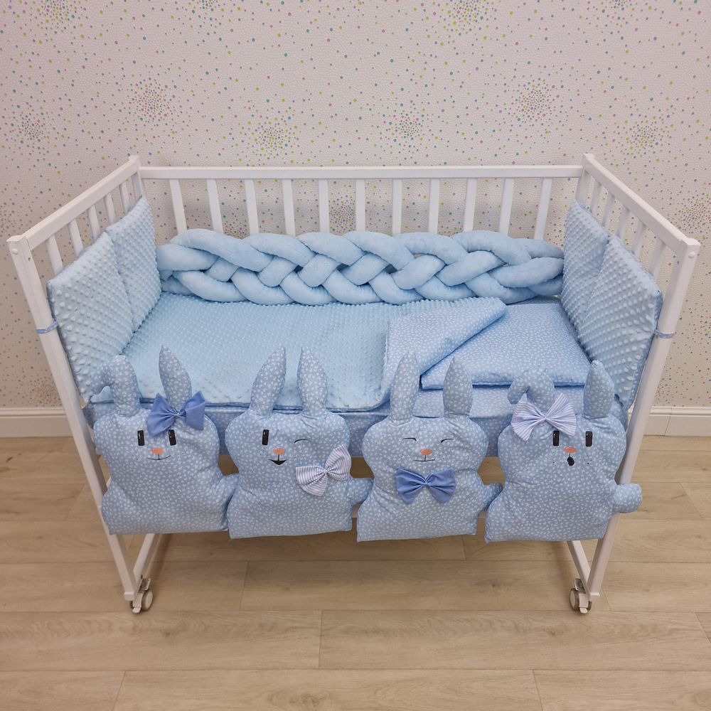 Картинка КПБ 16 пр (борт + пододеяльник + одеяло + наволочка + подушка + простынь (плюш/бязь) (№1178-0-1бб) цвета в ассортименте от магазина Мир детей Товары для Новорожденных