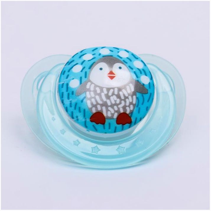 Соска-пустышка ортодонтическая, силикон, от 3 мес., «Пингвин», цвет голубой артикул анонс 4770917