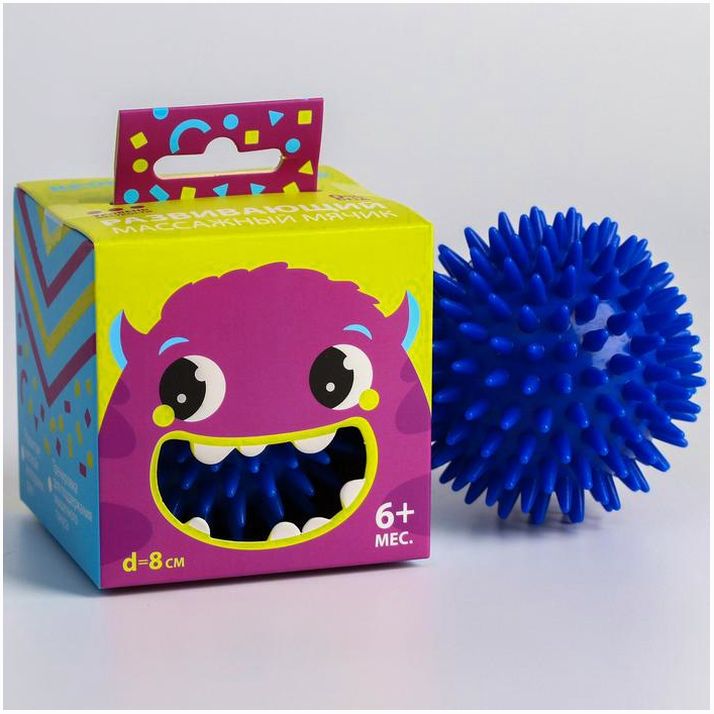 Картинка Развивающий массажный мячик, диаметр 8 см, цвет желтый Крошка Я (№5239098) от магазина Мир детей Товары для Новорожденных