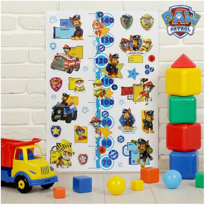 Щенячий патруль. Наклейка - ростомер 