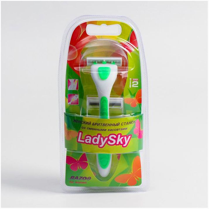 Бритвенный станок Razo LadySky, 2 лезвия, увлажняющая полоса, 2 шт артикул анонс 4855468