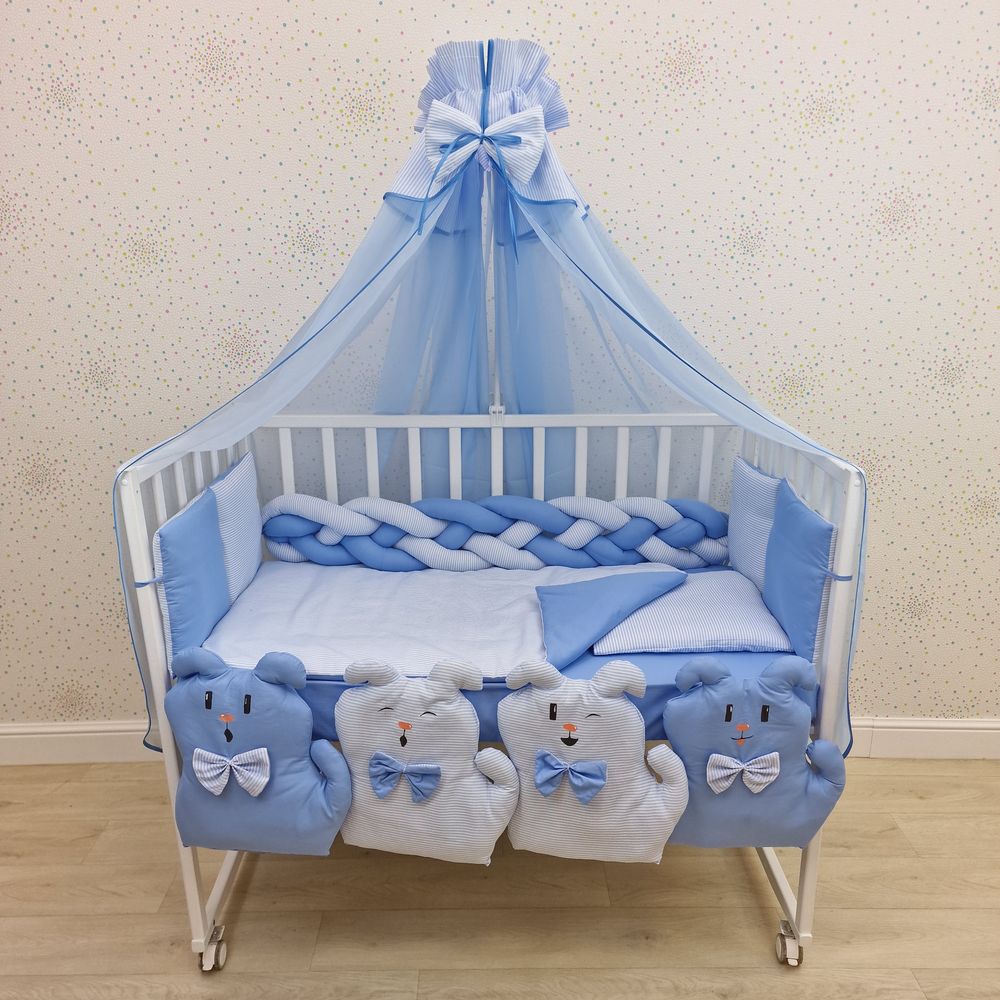 КПБ 14 пр (борт + пододеяльник + одеяло + наволочка + подушка + простынь (бязь) артикул анонс 1175-0-1бб_03