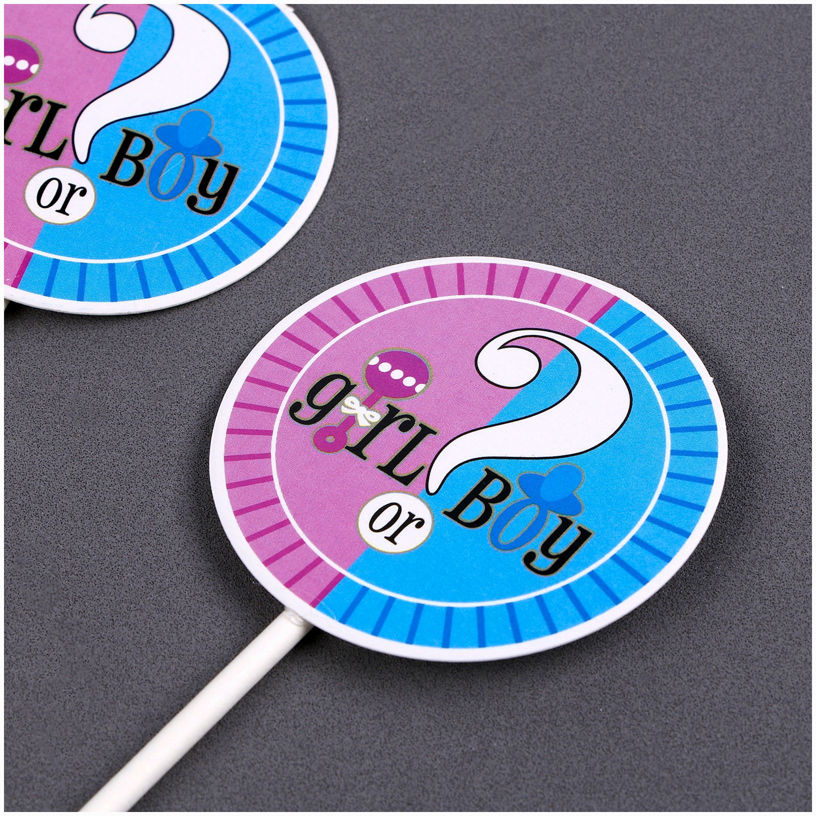 № 9824275 Набор для украшения торта «Гендер-пати», в наборе 5 шт.