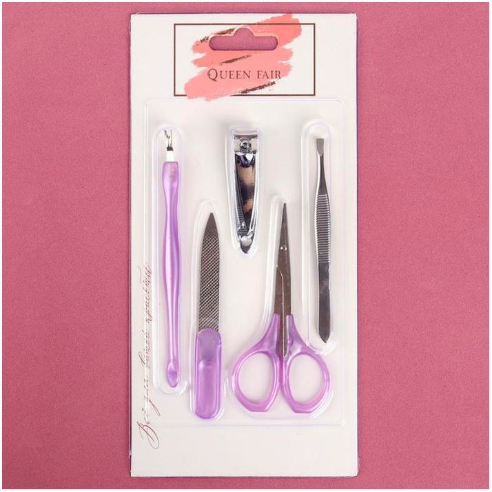 Картинка Набор маникюрный, 5 предметов, на блистере, цвет МИКС (№600407) от магазина Мир детей Товары для Новорожденных