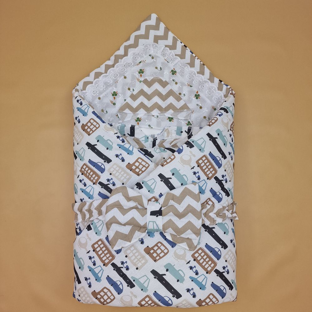 Комплект на выписку 7 пр: одеяло+уголок+пеленка+2 распашонки+чепчик+бант артикул анонс 1880б-2-1_о_15