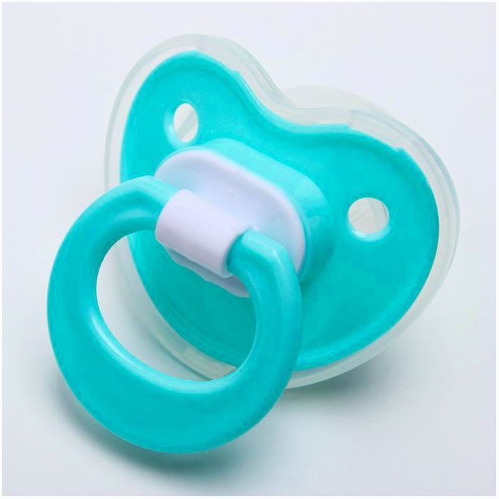 № 2300146 Соска - пустышка ортодонтическая, силикон, +0 мес., с колпачком, цвет бирюзовый/голубой