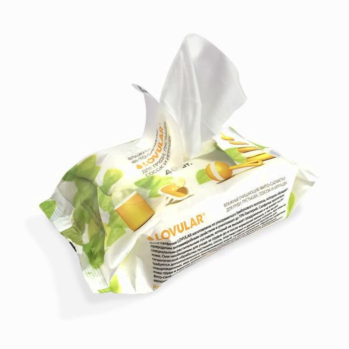 Картинка Фито-салфетки влажные «Lovular» для груди, сосок, пустышек, 40 шт (№2868468) от магазина Мир детей Товары для Новорожденных