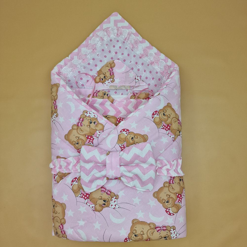 Комплект на выписку 7 пр: одеяло+уголок+пеленка+2 распашонки+чепчик+бант артикул анонс 1880б-2-2_о_14