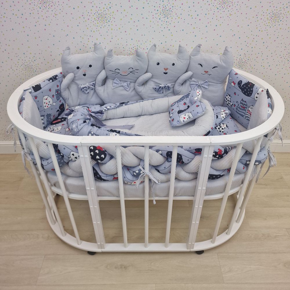 № 1172-0-1бб КПБ 16 пр (борт + пододеяльник + одеяло + наволочка + 2подушки + простынь + гнездо (бязь)