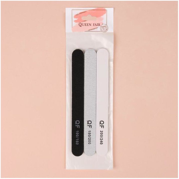 № 2760108 Пилки - наждаки, абразивность 100/180, 180/200, 200/240, 18 см, 3 шт, цвет чёрный/серый/белый