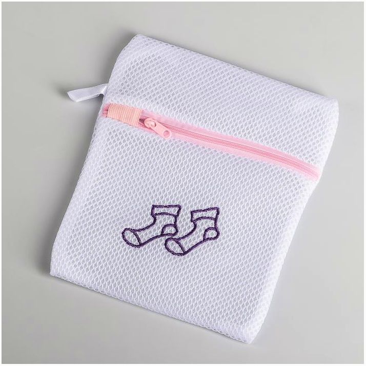 № 2516021 Мешок для стирки носков Доляна, 17?20 см, трехслойный, крупная сетка, цвет МИКС