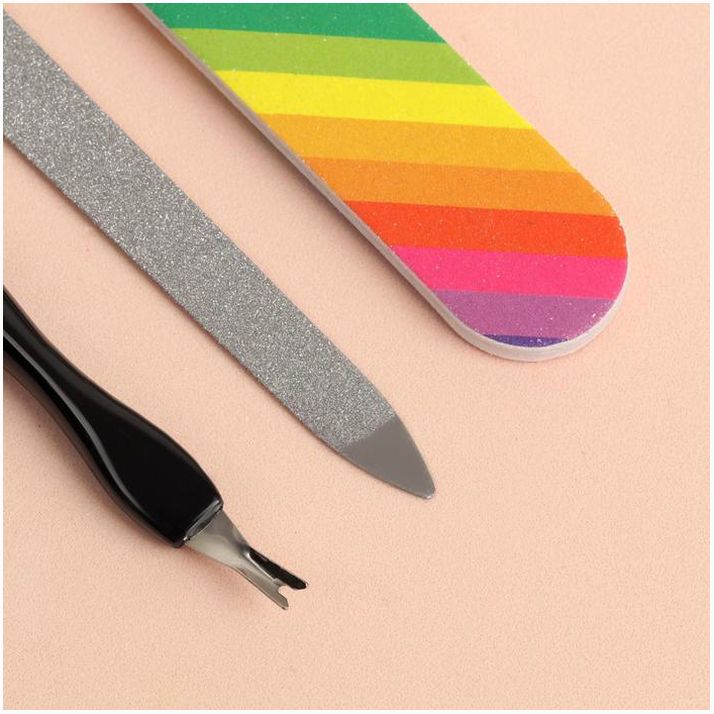 № 4103307 Набор маникюрный, 3 предмета, цвет чёрный/разноцветный