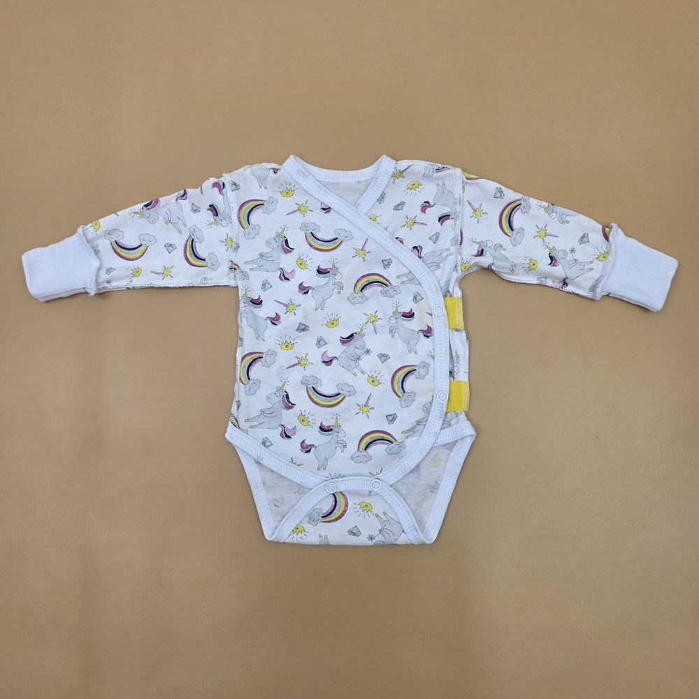 Боди №6 (кулирка, кнопки снизу и сбоку, длинный рукав, швы наружу) артикул анонс 0140-56МД