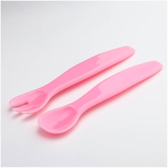 № 1886927 Столовые приборы , 2 пр: ложка, вилка, от 5 мес., цвет розовый