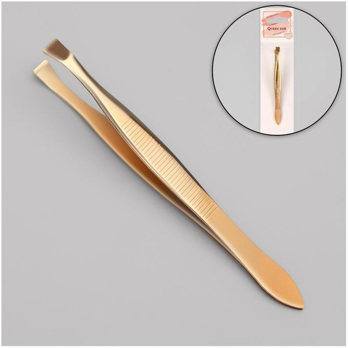 Пинцет прямой, широкий, 8,5 см, цвет золотистый артикул анонс 1208324