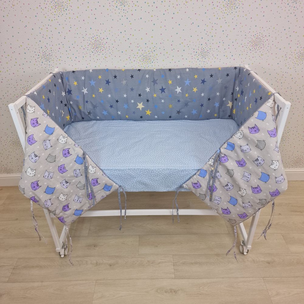 Бортик сплошной по всему периметру кроватки (бязь + синтепон) артикул анонс 950_02