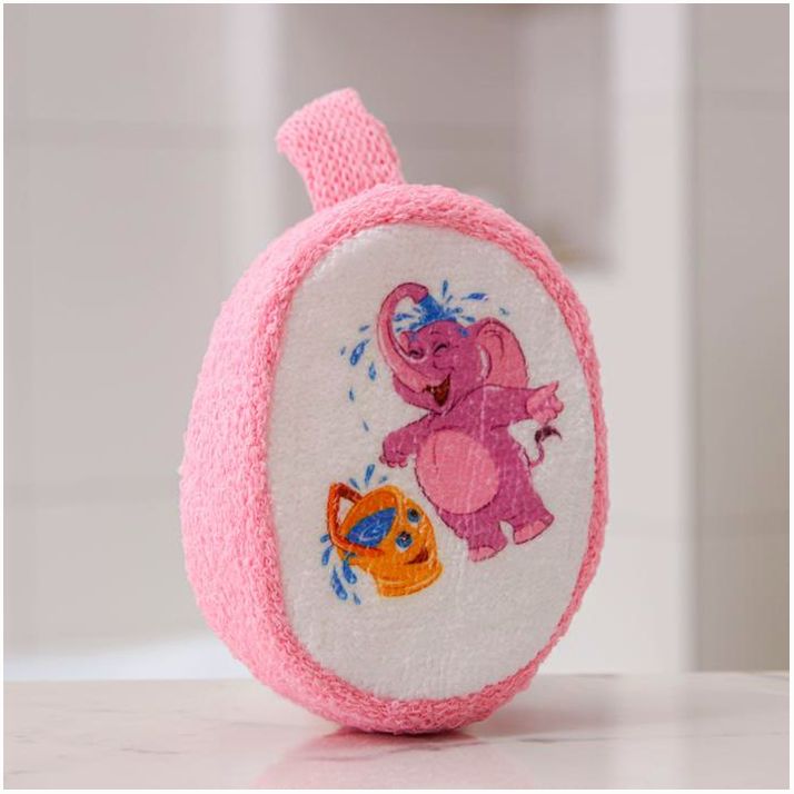 № 6832409 Мочалка для тела «Слонёнок», 11?14 см, цвет розовый