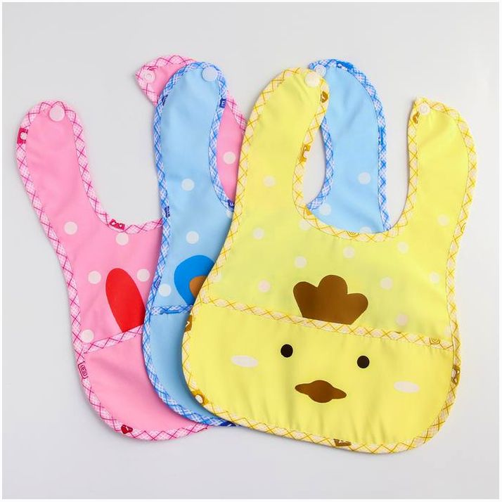 Нагрудник для кормления непромокаемый на кнопке, с карманом, МИКС артикул анонс 2849367